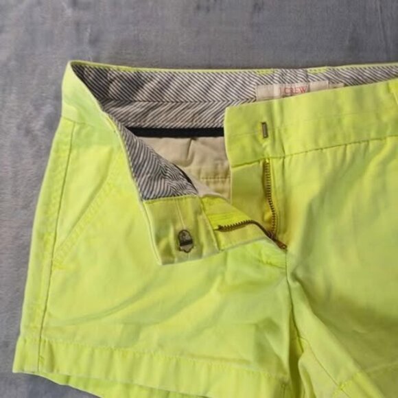 J.Crew Neon Yellow Size 00 Chino Broken-In shorts for women 100% Cotton Y2K Girl - Picture 7 of 9